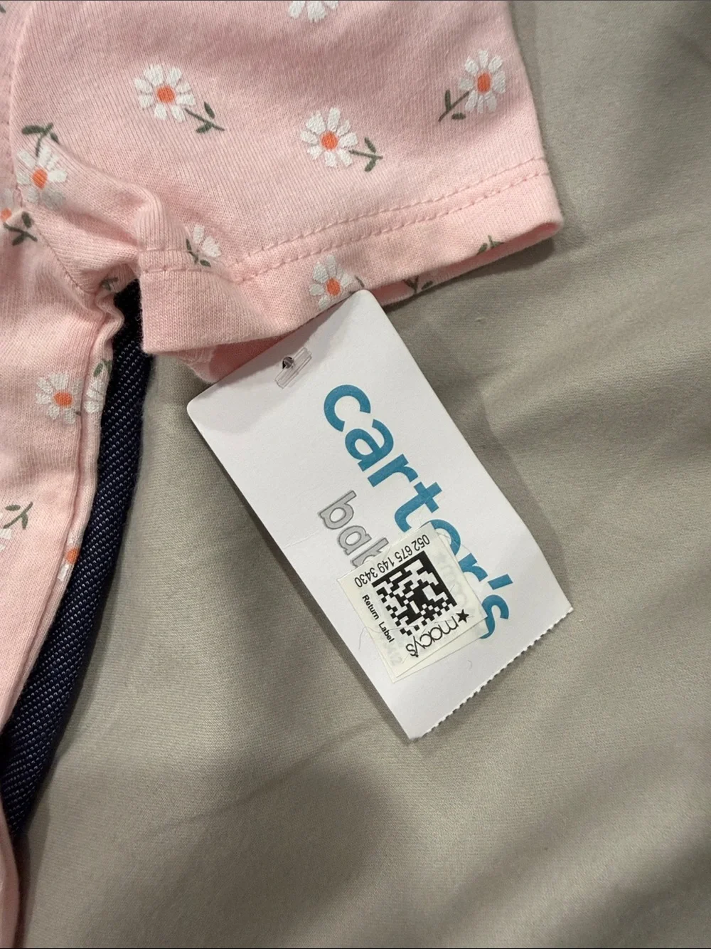 NWT - Carter's Pink 'Happy' Peplum Bodysuit with Navy Leggings (2pcs Set)